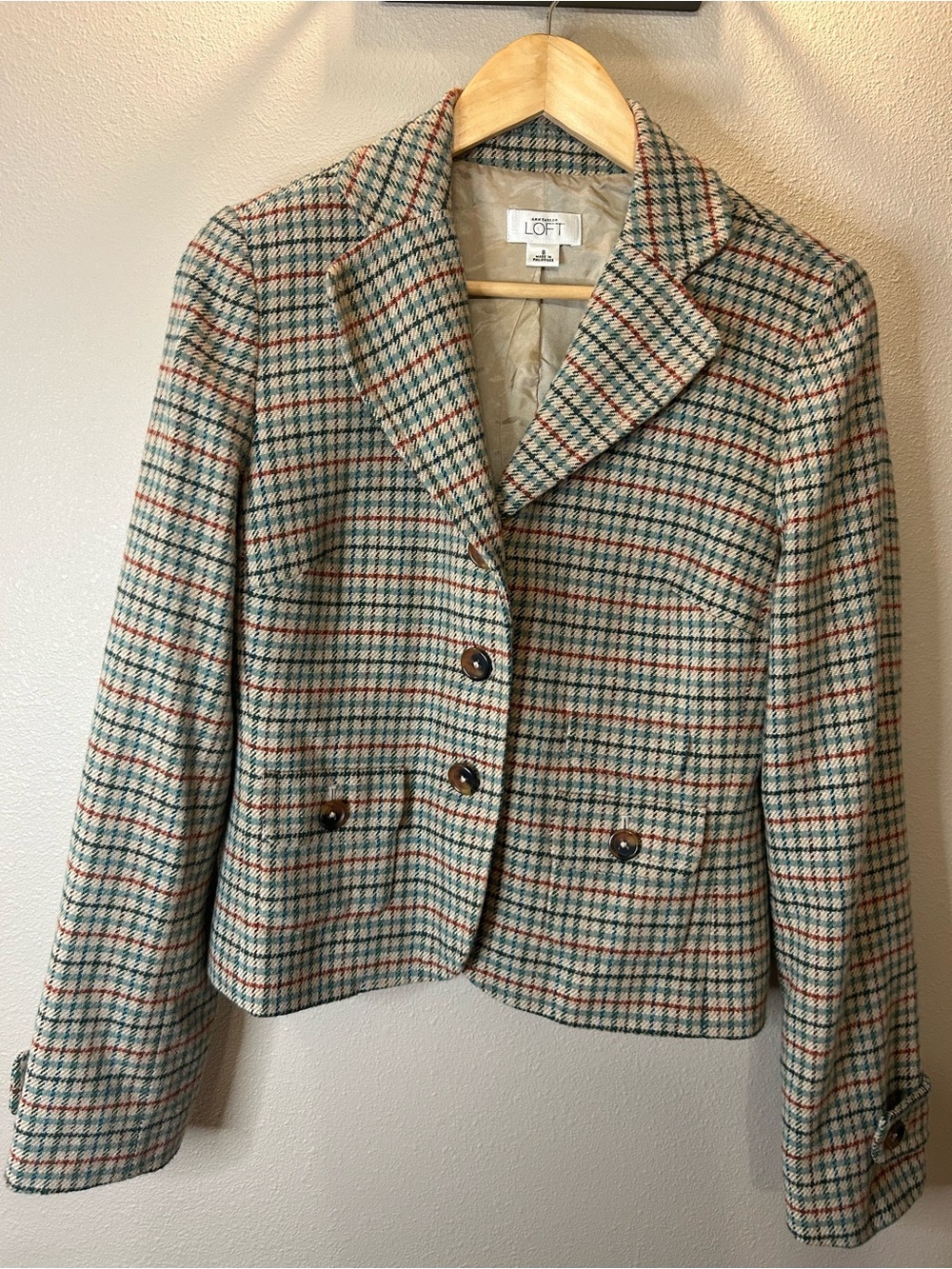 Ann Taylor LOFT Plaid Wool Blend Blazer Jacket – Women’s Size 8